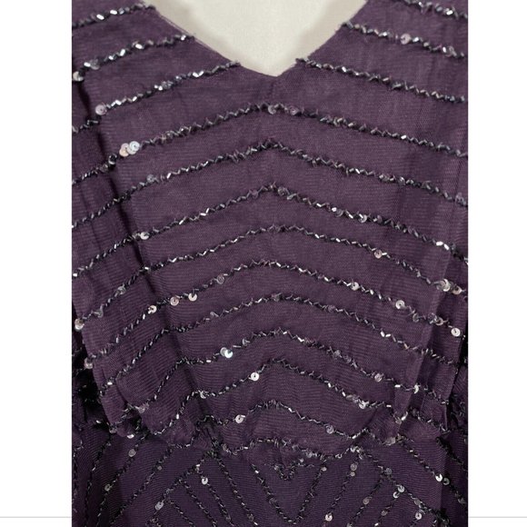 NEW Adrianna Papell Embellished Blouson Gown in Amethyst Purple‎ Gunmetal SZ 2 - Picture 9 of 10